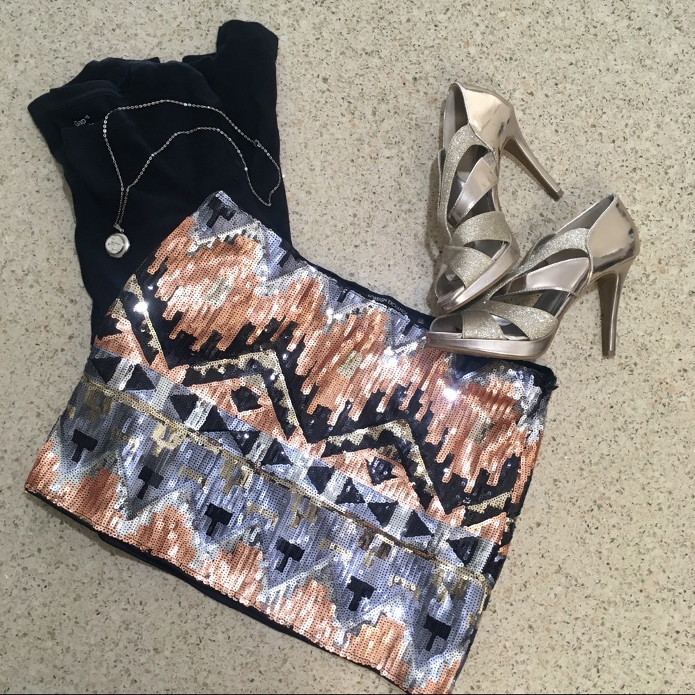 Metallic sequin miniskirt by Foreign Exchange!